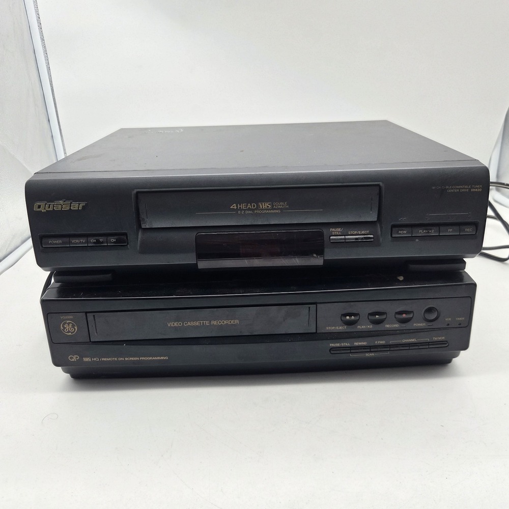 Lot Of 2 VCR Video Cassette Recorders Quasar VH430 GE VG2009 For Parts / Repair
